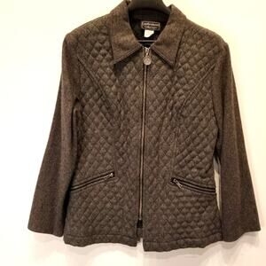Vintage 90's‎ Gray Wool Jacket Zipper Coat Jacket Size 12